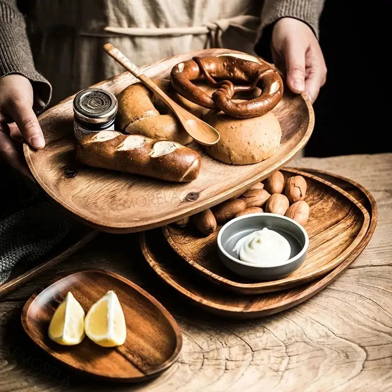 Solid Walnut Wood Oval Serving Tray (3 Sizes)