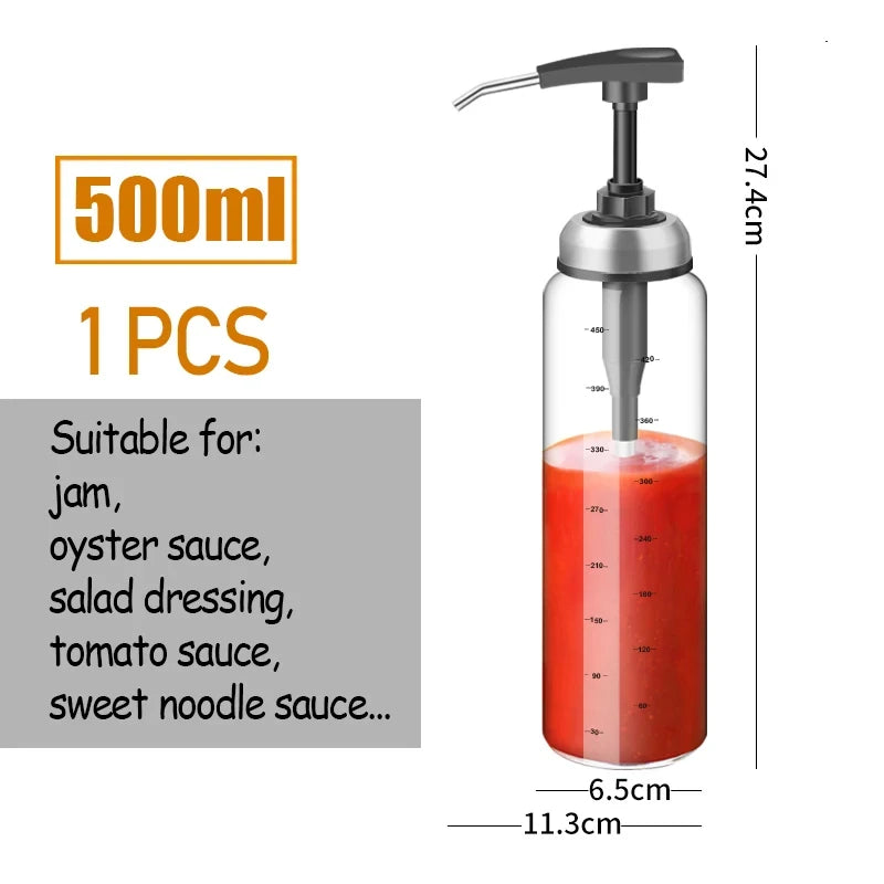 Glass Sauce Pump Dispenser Bottle