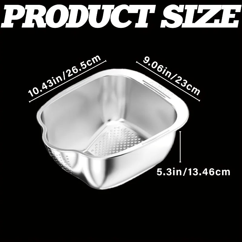 Stainless Steel Over-Sink Colander & Wash Basin with Handles