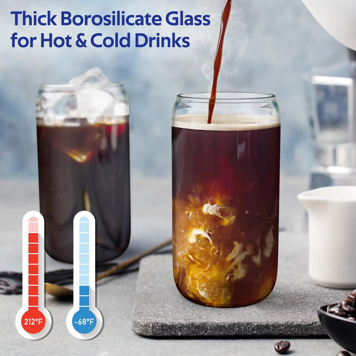 Glass Cups with Bamboo Lids