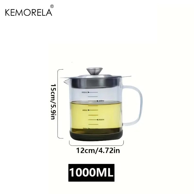 Large Glass Measuring Pitcher with Scale & Stainless Steel Lid (500ml–1.5L)