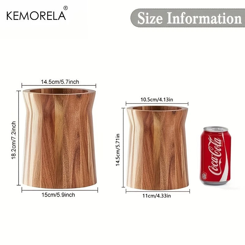 Solid Acacia Wood Rotating Utensil Holder