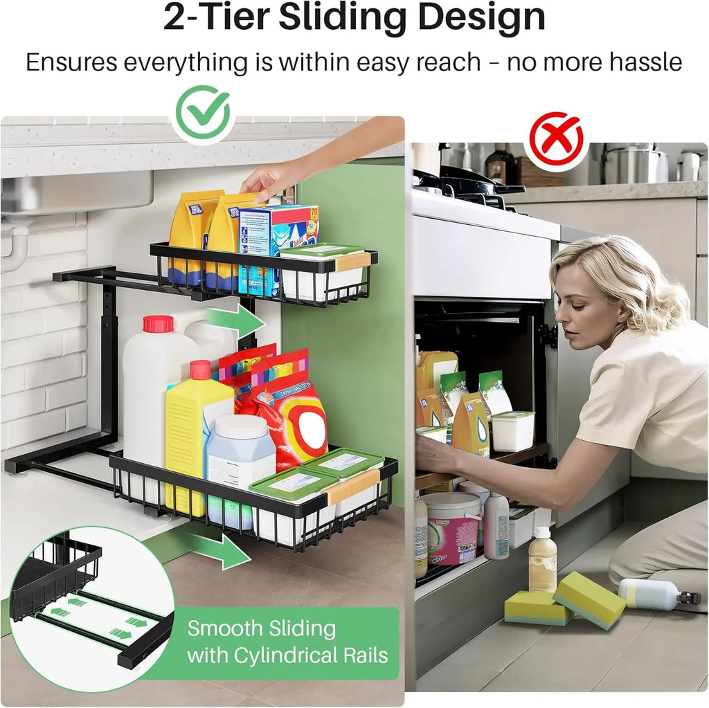 Height-Adjustable Under Sink Storage Organizer