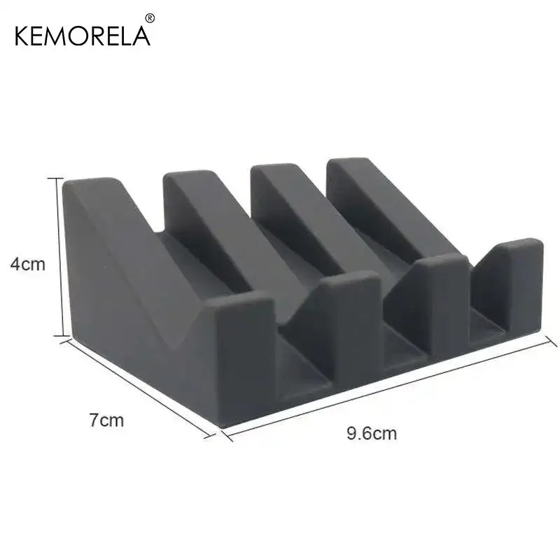 Self-Draining Silicone Soap Dish with Drainage Ridges (Matte Black)