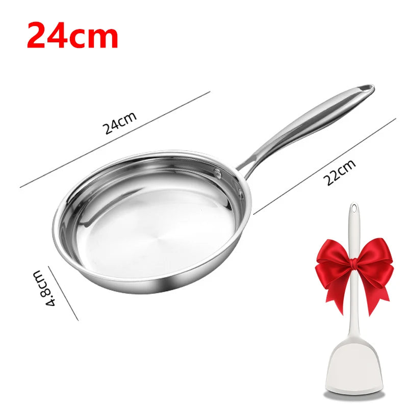 Tri-Ply Stainless Steel Frying Pan with Silicone Spatula Gift Set (22/24/26/28cm)