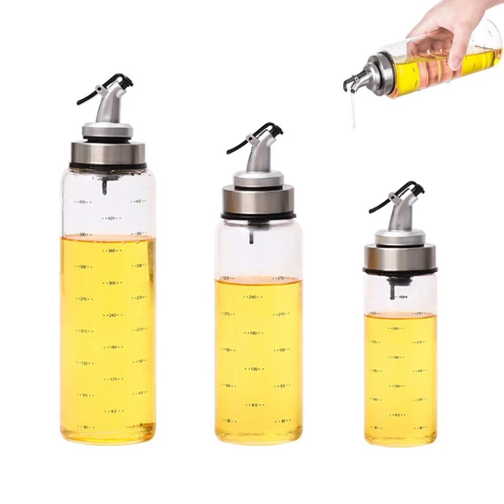 Glass Oil Dispenser Bottle with Measurement Scale