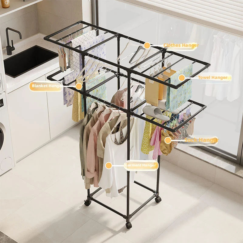 Rolling Clothes Drying Rack