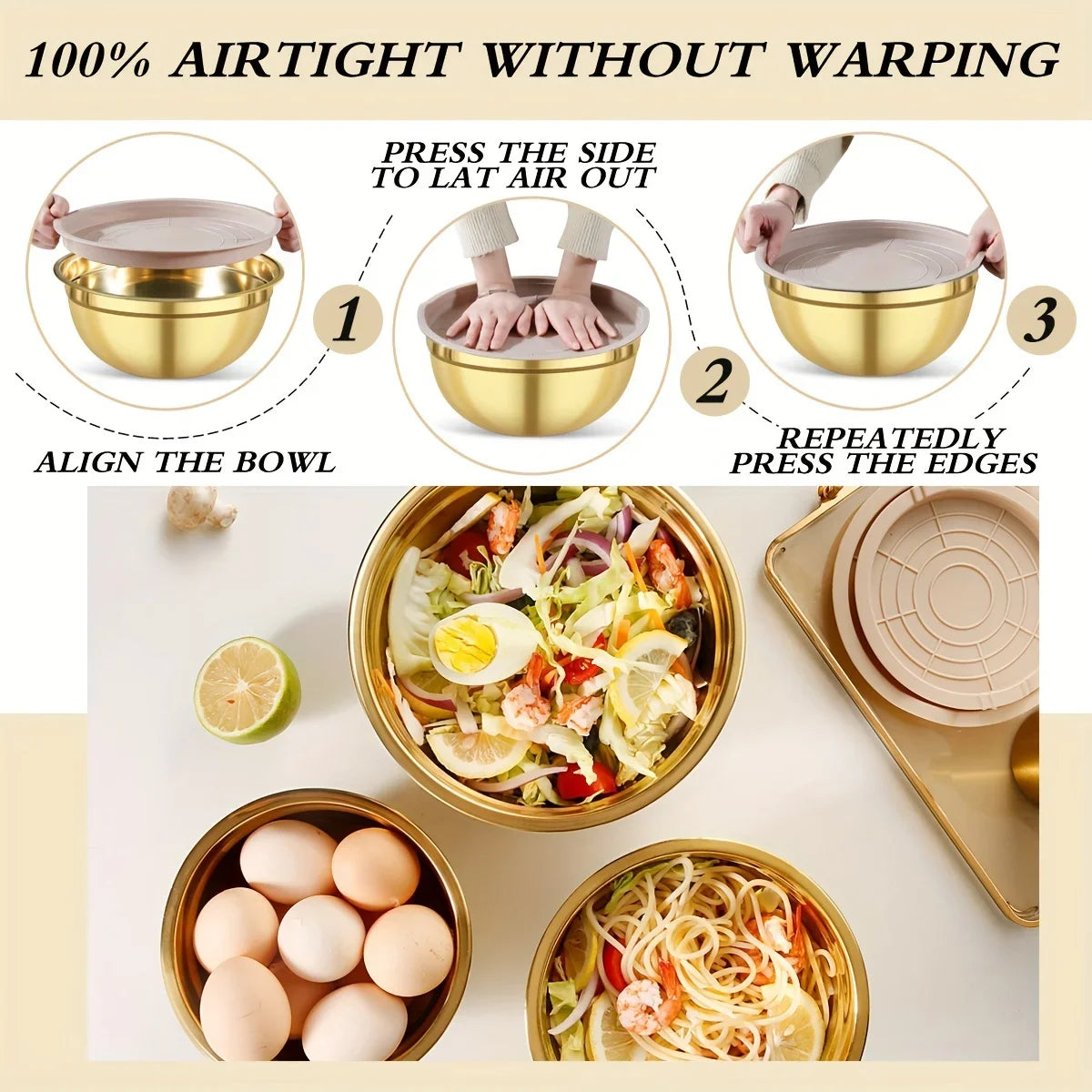 Stainless Steel Mixing Bowl Set with Lids – 10 Pieces