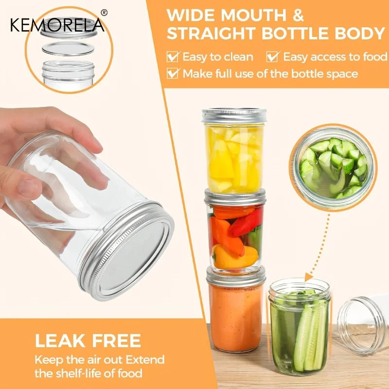 Wide-Mouth Mason Jars with Metal Lids (Set of 4)