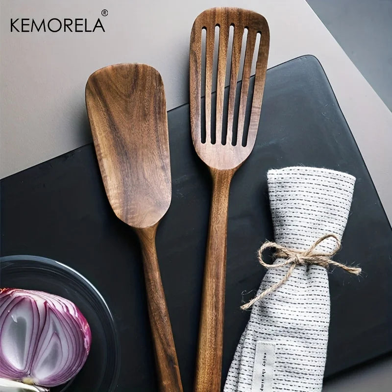 Teak Wood Spatula & Slotted Turner Set (2pcs)