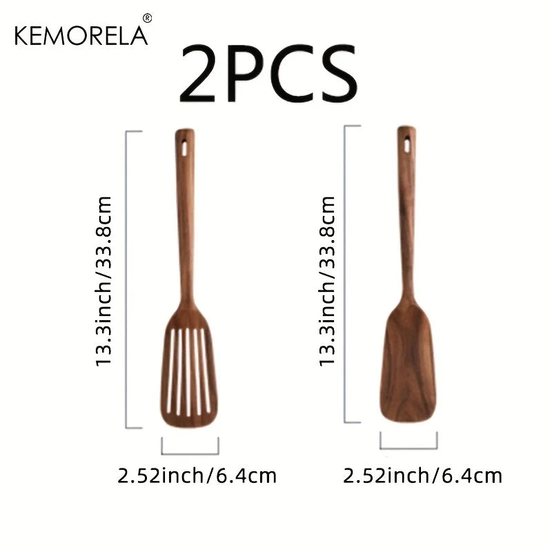 Teak Wood Spatula & Slotted Turner Set (2pcs)