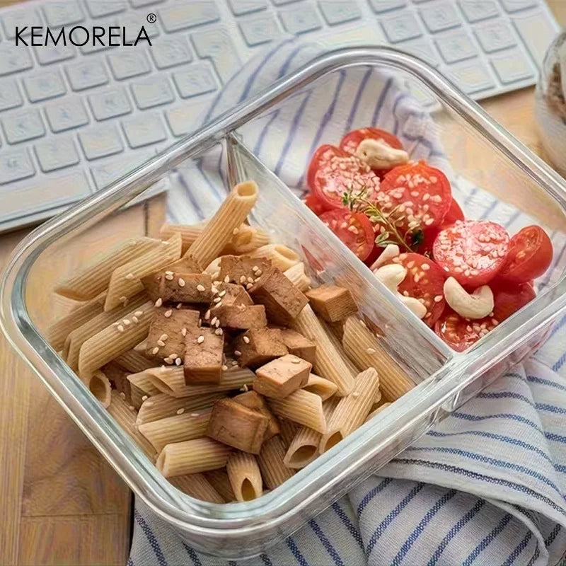 Glass Lunch Box with Divider & Locking Lid