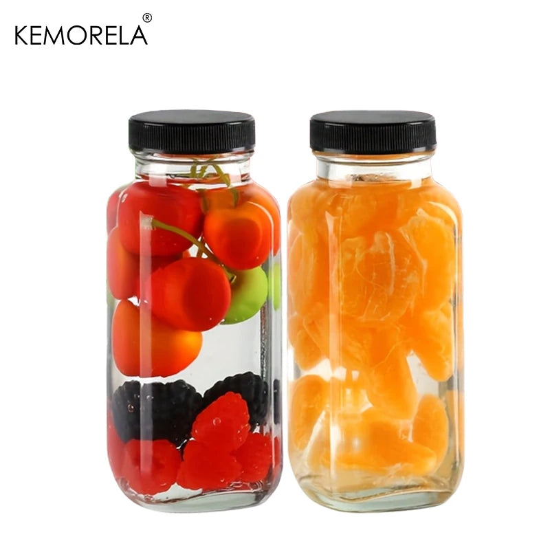 Wide-Mouth Square Glass Storage Jar with Black Screw Lid (500/1000ml)
