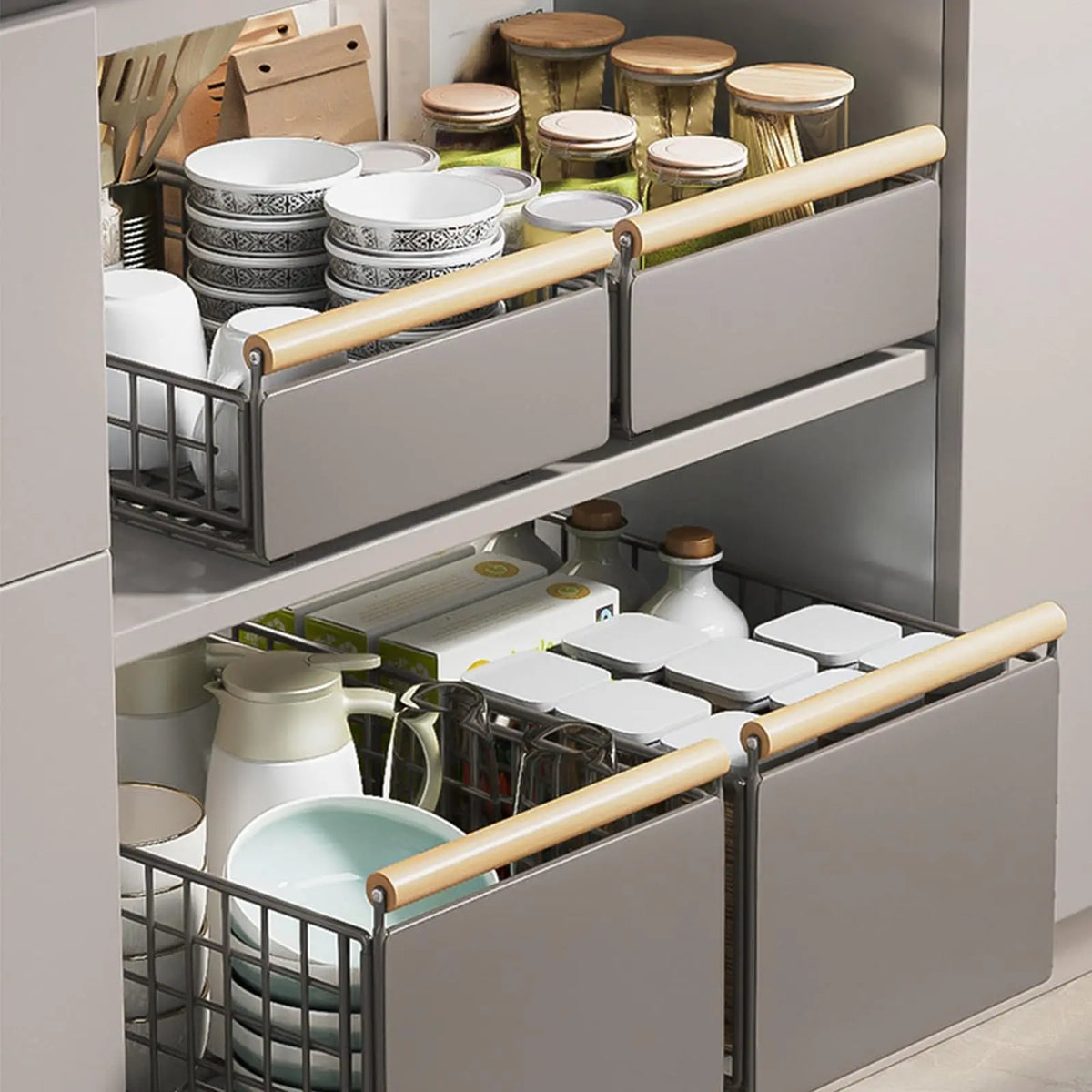 Pull-Out Cabinet Sliding Basket Organizer