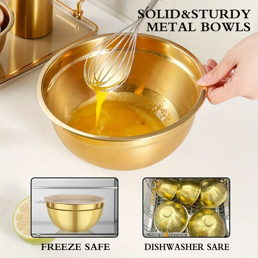 Stainless Steel Mixing Bowl Set with Lids – 10 Pieces
