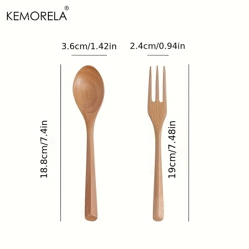 Natural Wood Cutlery Set (Spoon & Fork)