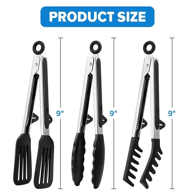 3-Piece Silicone Tongs