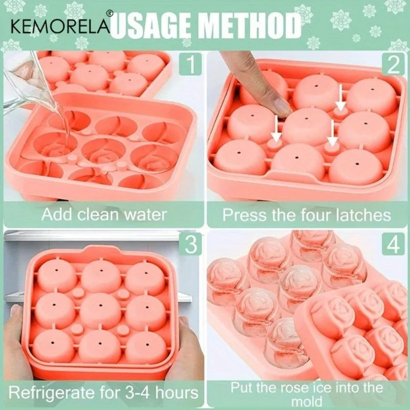 Rose-Shaped Silicone Ice Cube Mold Tray (12 Roses)