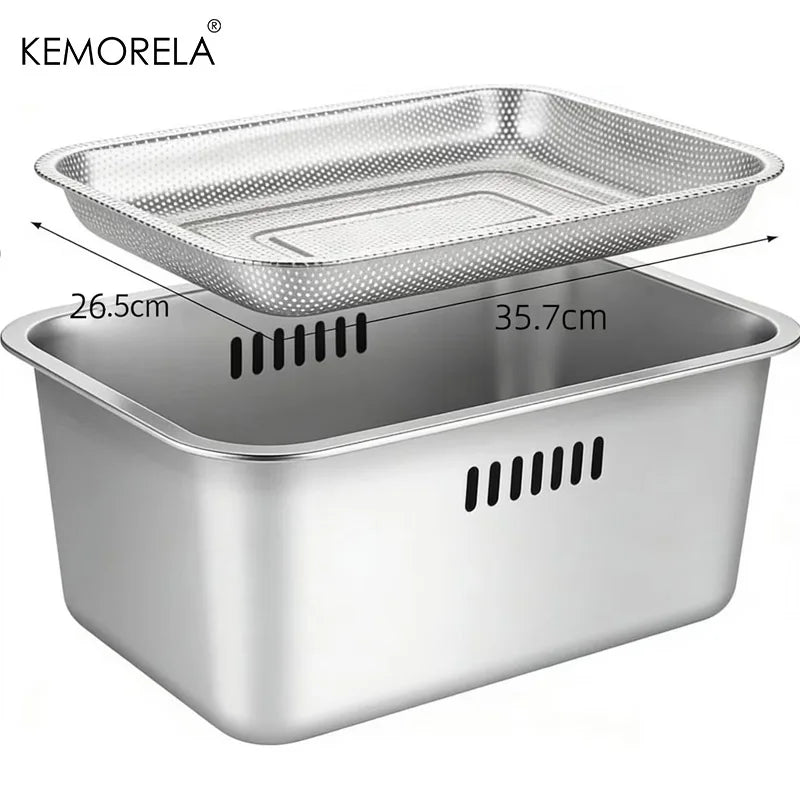 Stainless Steel Sink Basin with Strainer Tray