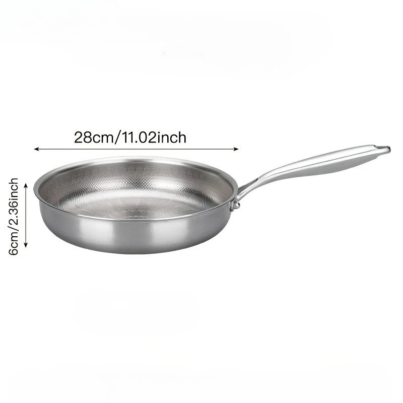 Honeycomb Textured Stainless Steel Frying Pan (24/26/28/30cm)