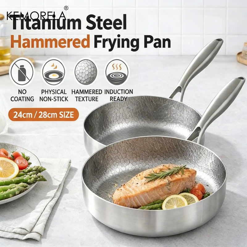 Titanium Steel Hammered Non-Stick Frying Pan (24cm / 28cm)
