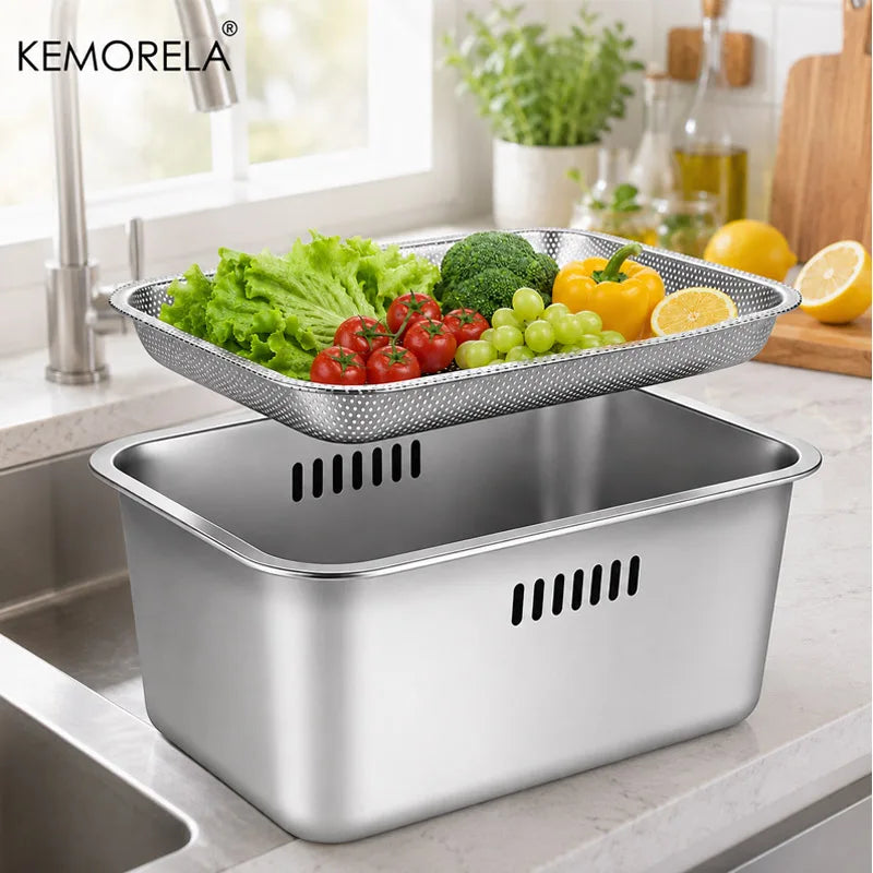 Stainless Steel Sink Strainer Basket with Drain Tray