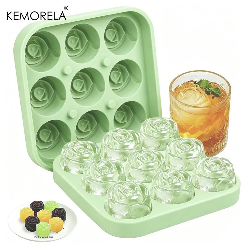 Rose-Shaped Silicone Ice Cube Mold Tray (12 Roses)