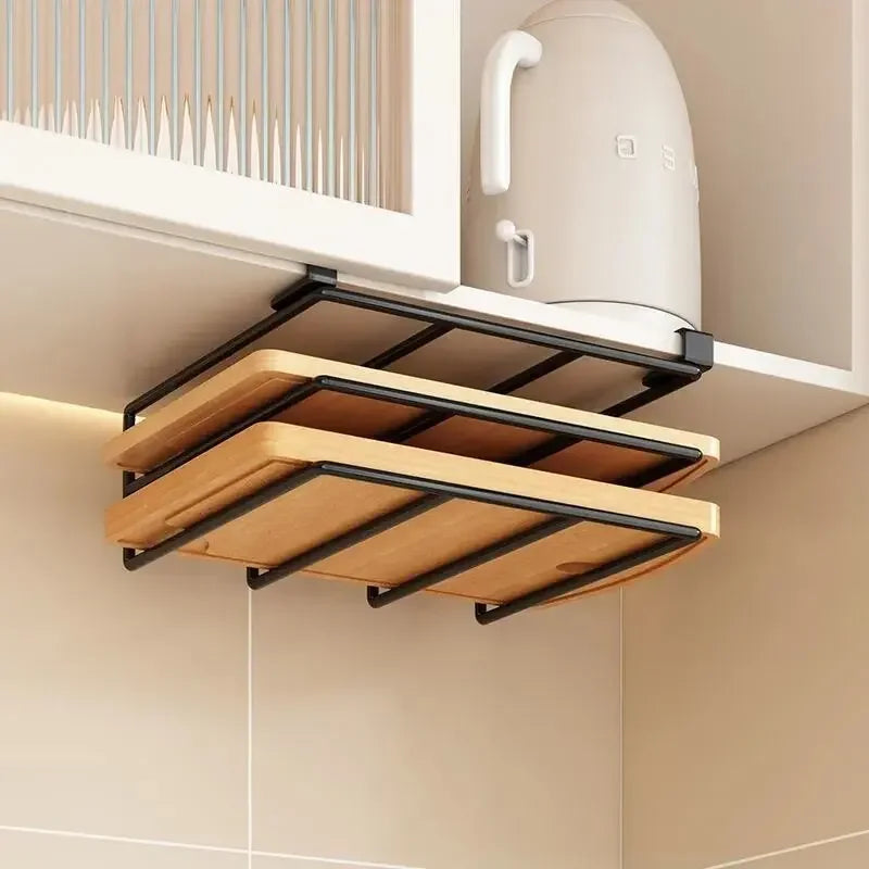 Under-Cabinet Kitchen Shelf with Hooks