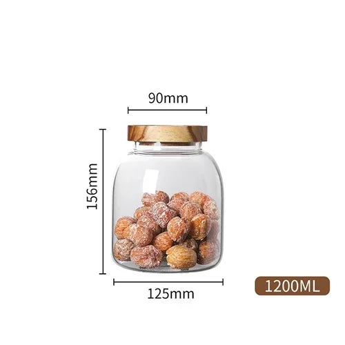 Large Glass Food Storage Jar with Acacia Wood Lid