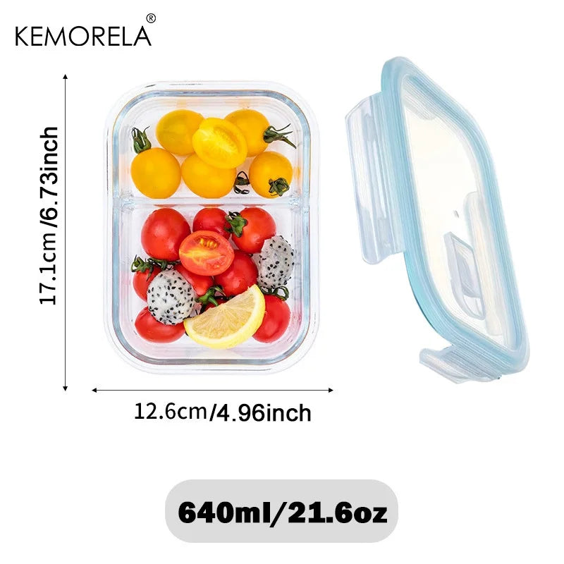 Glass Lunch Box with Divider & Locking Lid