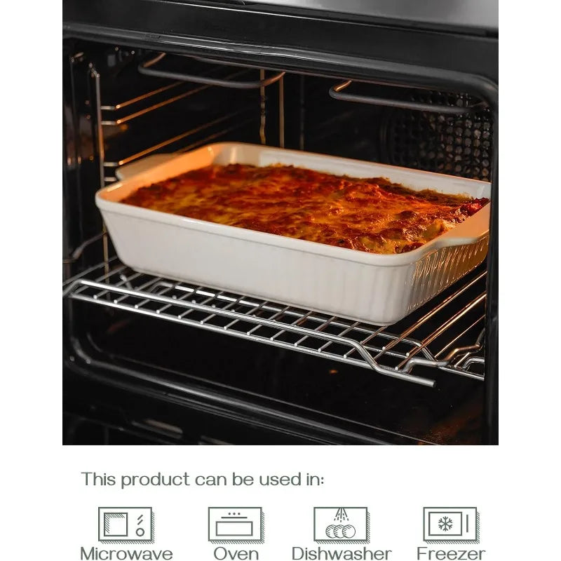 White Ceramic Baking Dish with Handles (Small / Large)