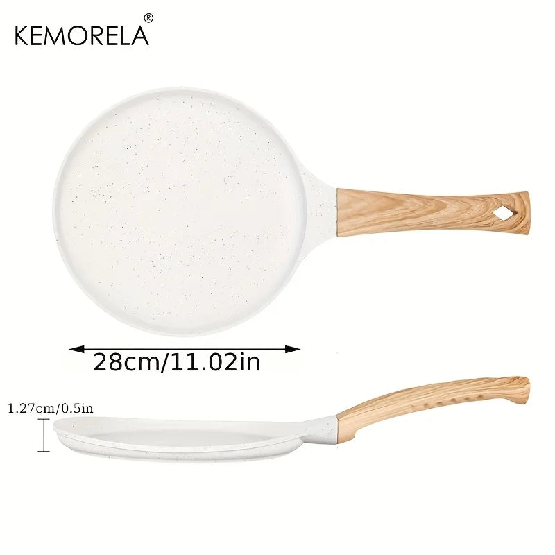 Marble-Look Non-Stick Crepe Pan with Wood Handle