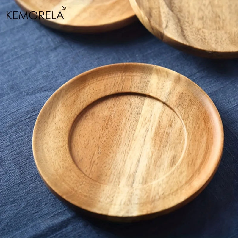 Handmade Stoneware Coffee Cup with Wooden Saucer (200ml)