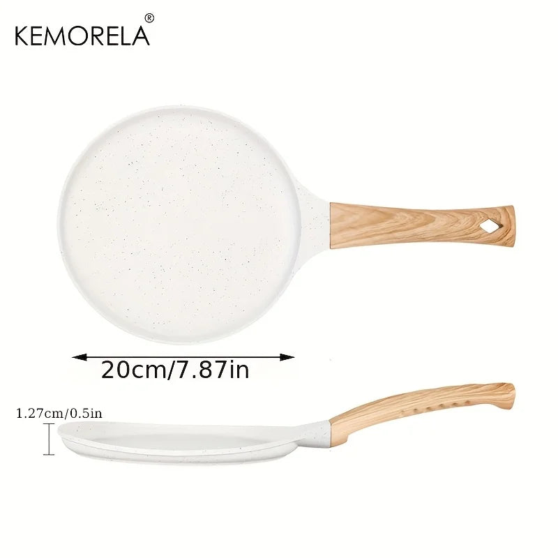 Marble-Look Non-Stick Crepe Pan with Wood Handle