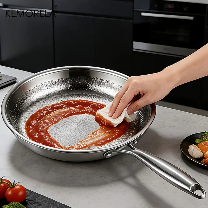 Hammered Stainless Steel Frying Pan