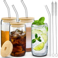 Glass Cups with Bamboo Lids