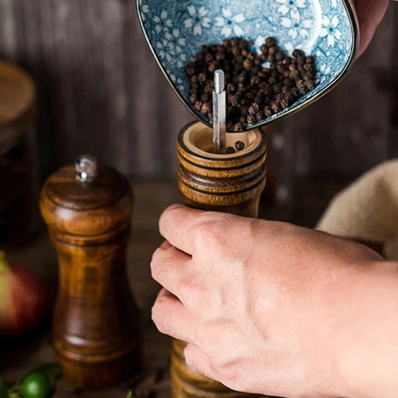 Solid Wood Manual Pepper & Salt Grinder Mill (5"/8"/12")