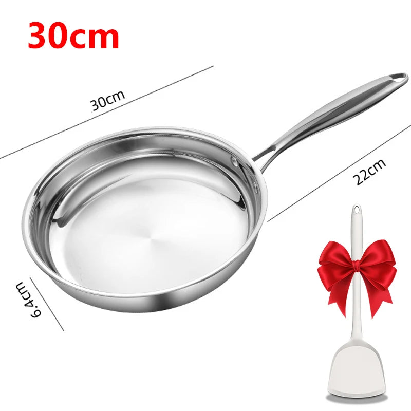 Tri-Ply Stainless Steel Frying Pan with Silicone Spatula Gift Set (22/24/26/28cm)