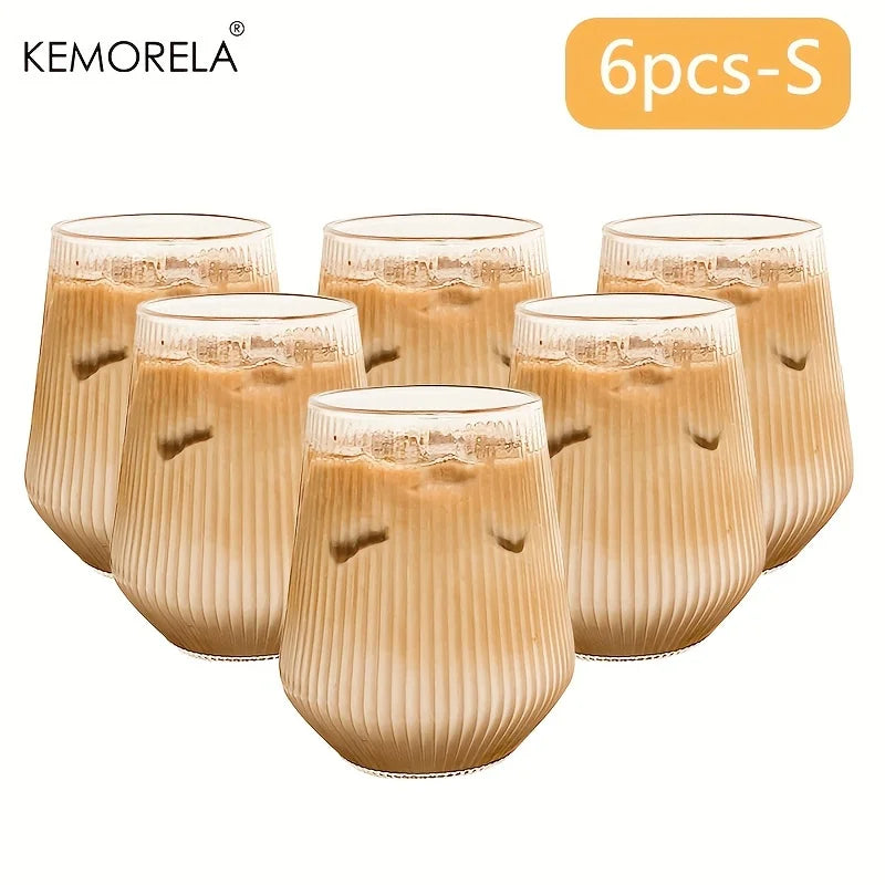Tall Ribbed Glass Cups