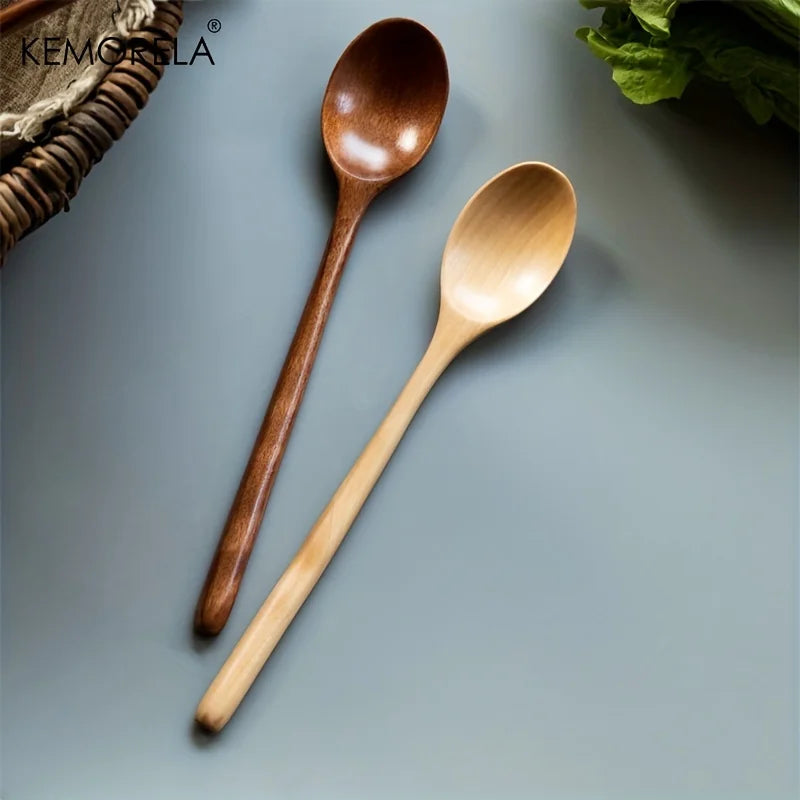 Long-Handle Wooden Spoons Set (4pcs)
