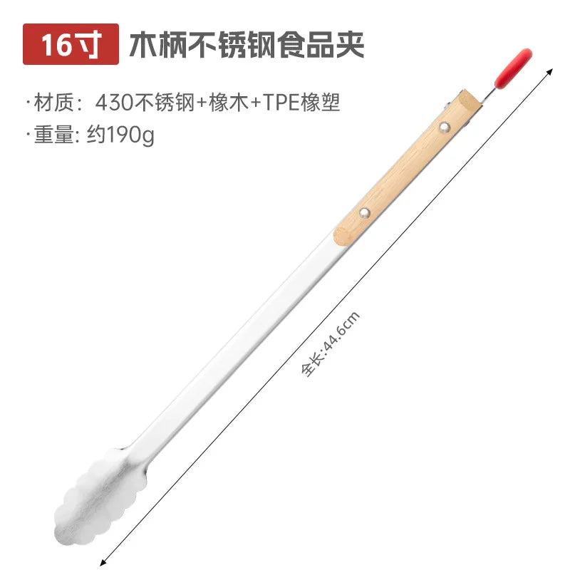 Wooden Handle BBQ Food Tongs
