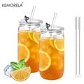 Mason Jar Drinking Glasses with Lids & Straws (2pcs)