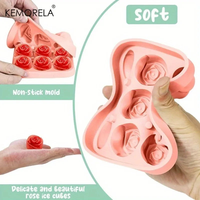 Rose-Shaped Silicone Ice Cube Mold Tray (12 Roses)