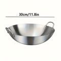 Stainless Steel Dual-Handle Flat Wok (30/32/34cm)