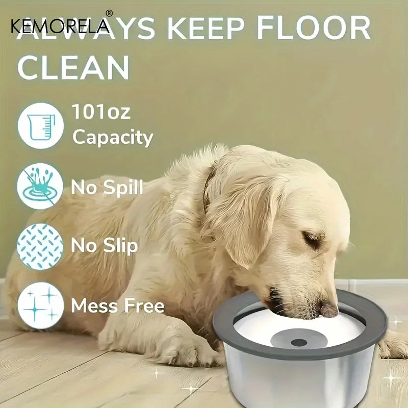 Anti-Splash Pet Water Bowl with Floating Plate