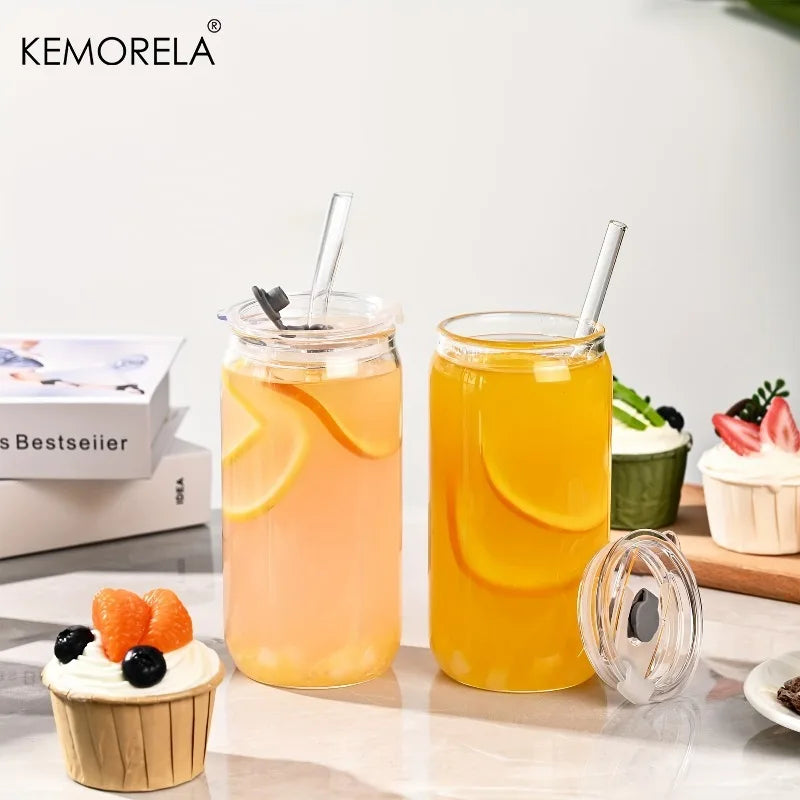 Mason Jar Drinking Glasses with Lids & Straws (2pcs)