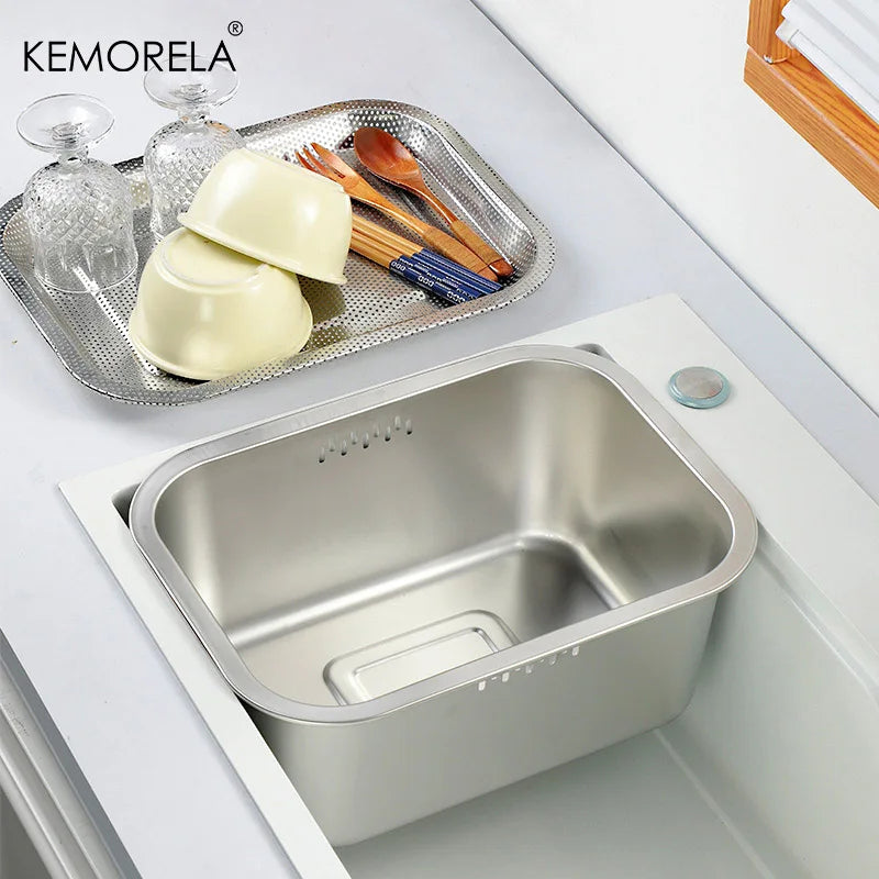 Stainless Steel Sink Strainer Basket with Drain Tray