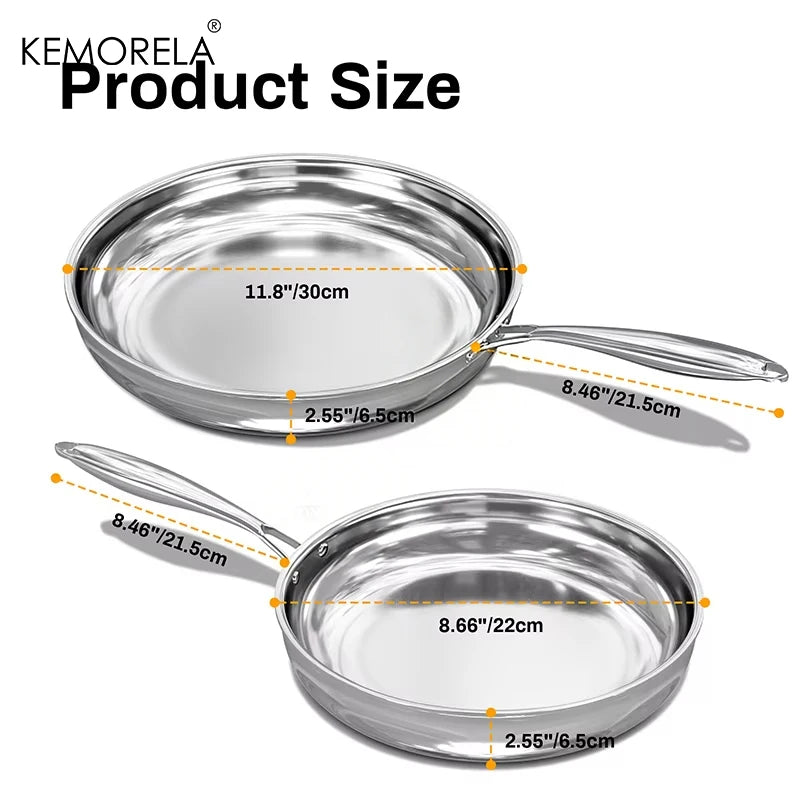 Tri-Ply Stainless Steel Frying Pan with Silicone Spatula Gift Set (22/24/26/28cm)
