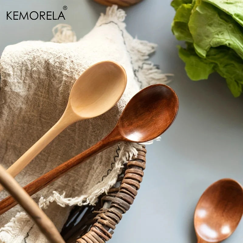 Long-Handle Wooden Spoons Set (4pcs)