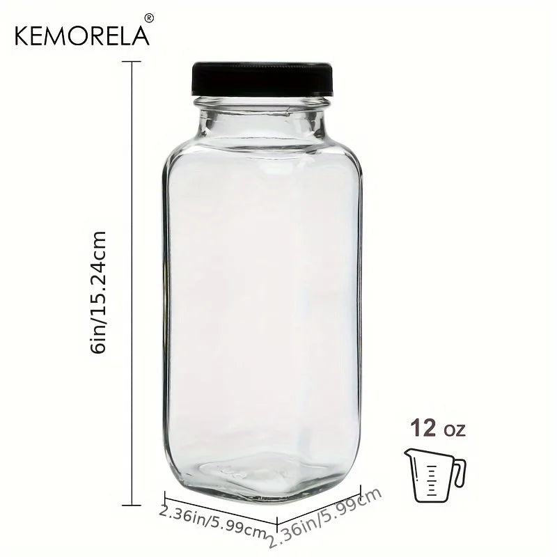Wide-Mouth Square Glass Storage Jar with Black Screw Lid (500/1000ml)